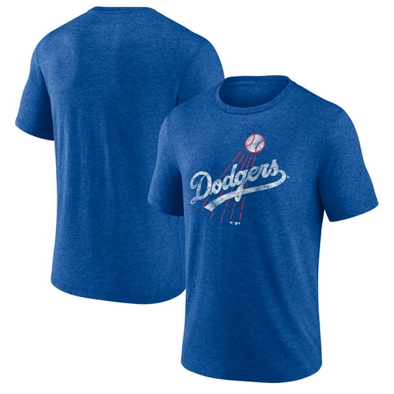 Men's Heather Royal Los Angeles Dodgers Cooperstown Collection Throwback Logo Tri-Blend T-Shirt