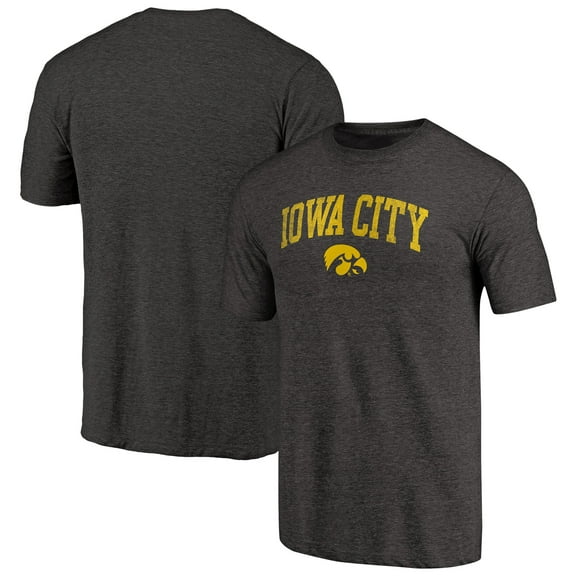 Men's Heathered Black Iowa Hawkeyes Hometown Arched City Tri-Blend T-Shirt
