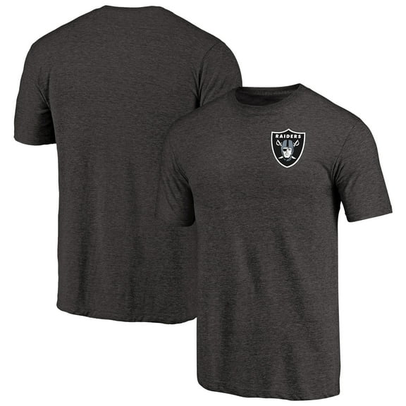 Men's Heathered Black Las Vegas Raiders Primary Logo Left Chest Distressed Tri-Blend T-Shirt
