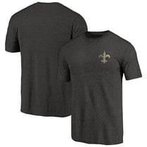 Men's Heathered Black New Orleans Saints Primary Logo Left Chest Distressed Tri-Blend T-Shirt