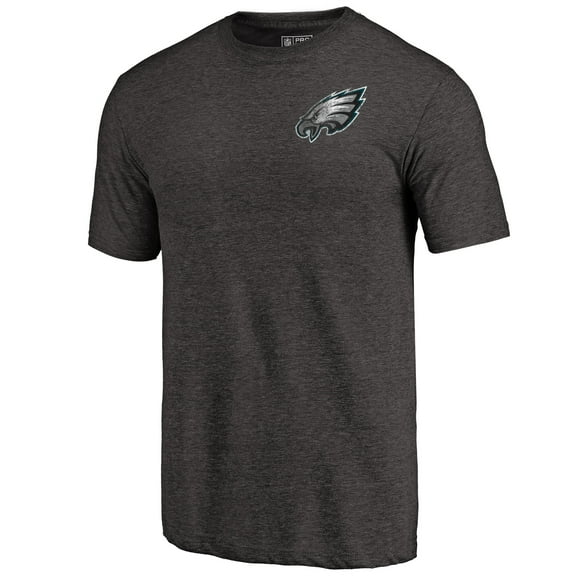 Men's Heathered Black Philadelphia Eagles Primary Logo Left Chest Distressed Tri-Blend T-Shirt