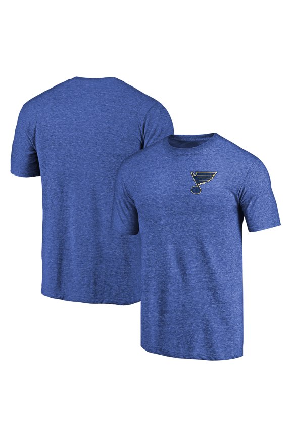 Men's Heathered Blue St. Louis Blues Primary Logo Left Chest Distressed Tri-Blend T-Shirt