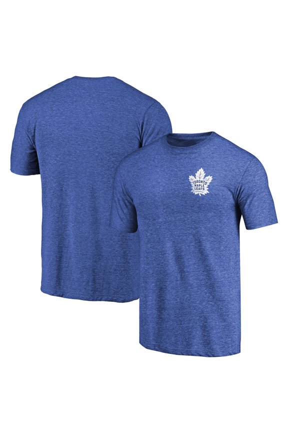 Men's Heathered Blue Toronto Maple Leafs Primary Logo Left Chest Distressed Tri-Blend T-Shirt