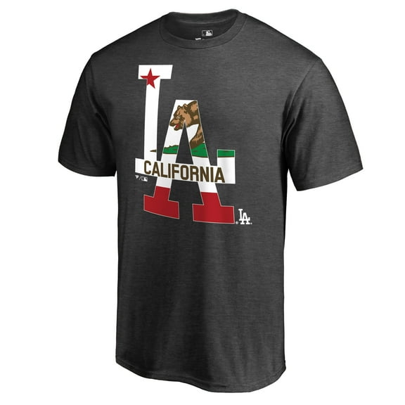 Men's Heathered Charcoal Los Angeles Dodgers Hometown Collection Cali Flag T-Shirt