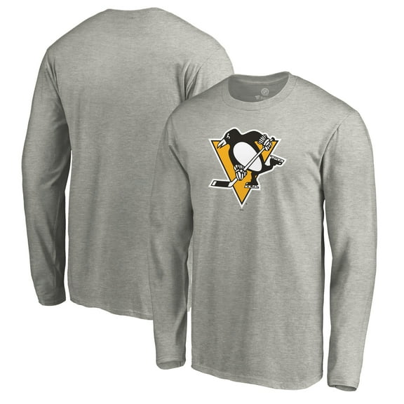 Men's Heather Gray Pittsburgh Penguins Primary Logo Long Sleeve T-Shirt