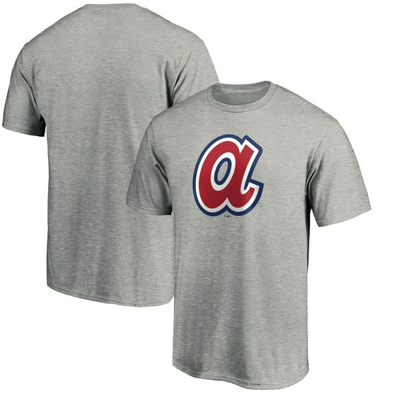 Men's Heathered Gray Atlanta Braves Cooperstown Collection Huntington Logo T-Shirt