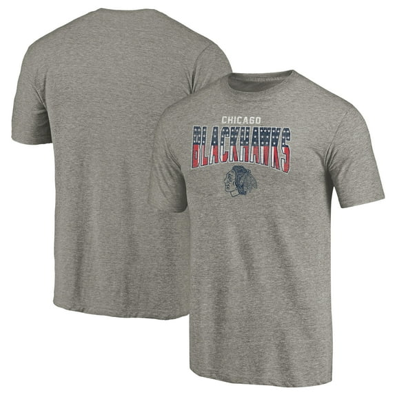 Men's Heathered Gray Chicago Blackhawks Freedom Tri-Blend T-Shirt