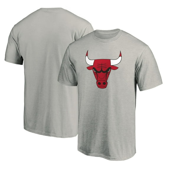 Men's Heathered Gray Chicago Bulls Primary Mascot Logo T-Shirt