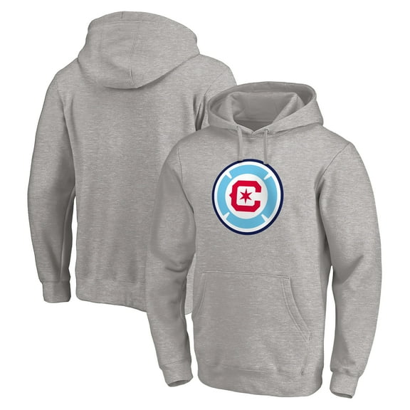 Men's Heathered Gray Chicago Fire Official Logo Pullover Hoodie