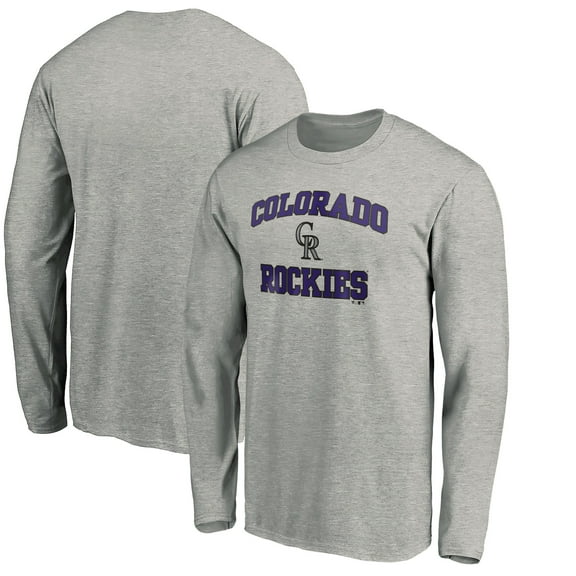 Men's Heathered Gray Colorado Rockies Team Heart & Soul Long Sleeve T-Shirt