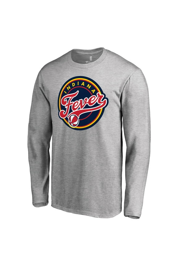 Men's Heathered Gray Indiana Fever Primary Logo Long Sleeve T-Shirt