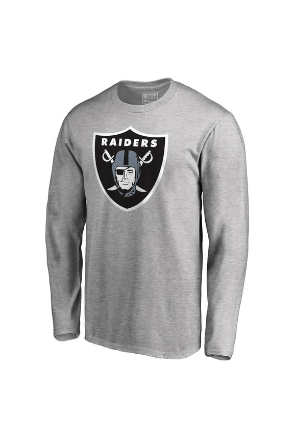 Men's Heathered Gray Las Vegas Raiders Primary Logo Long-Sleeve T-Shirt