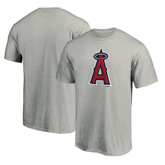 Men's Fanatics Heather Gray Los Angeles Angels Official Logo T-Shirt