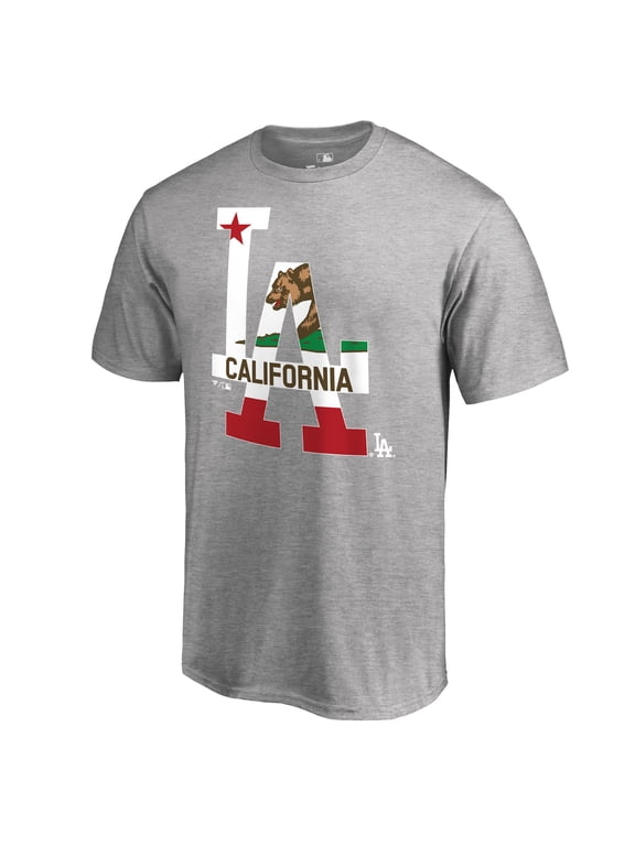 Men's Heathered Gray Los Angeles Dodgers Hometown Collection Cali Flag T-Shirt