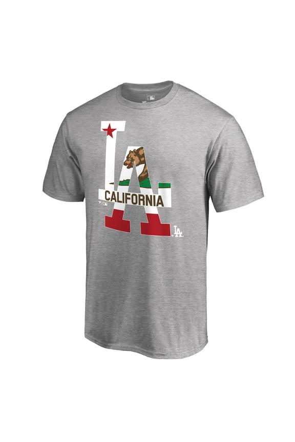Men's Heathered Gray Los Angeles Dodgers Hometown Collection Cali Flag T-Shirt