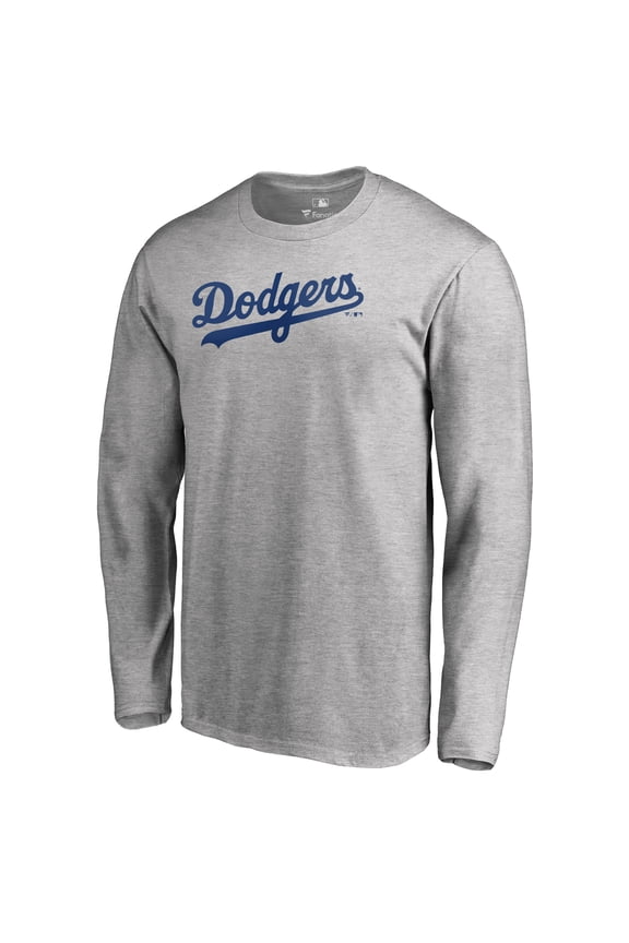 Men's Heathered Gray Los Angeles Dodgers Team Wordmark Long Sleeve T-Shirt