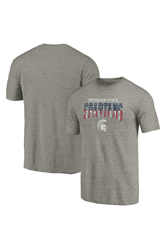 Men's Heathered Gray Michigan State Spartans Freedom Tri-Blend T-Shirt