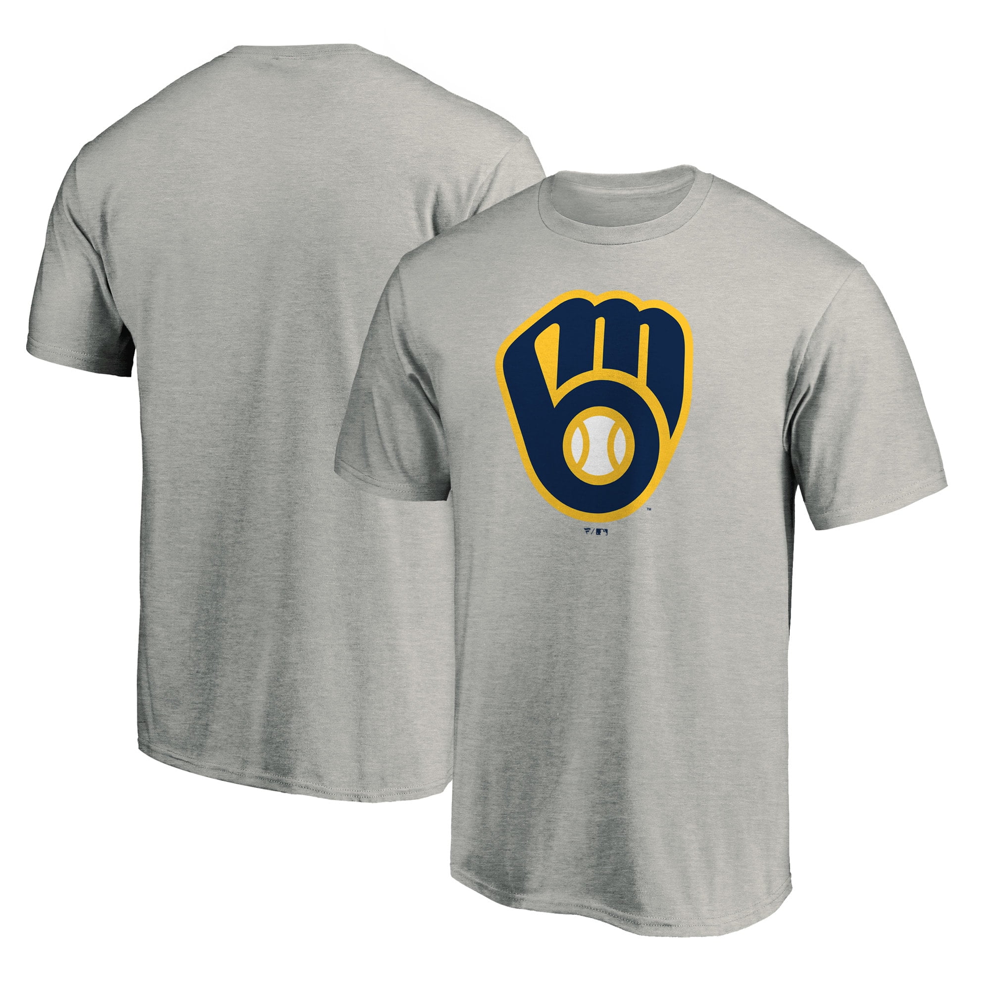 MLB Men's Fanatics Heather Gray Milwaukee Brewers Official Logo T-Shirt