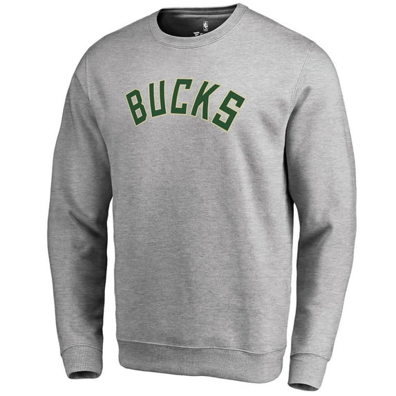 Men's Heathered Gray Milwaukee Bucks Wordmark Pullover Sweatshirt