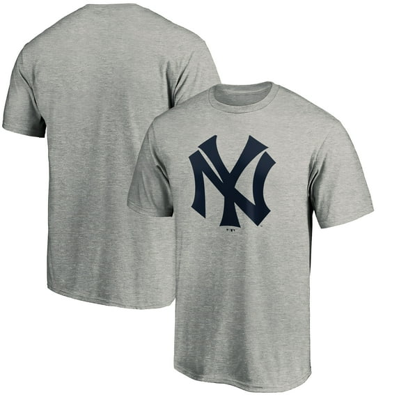 Men's Heathered Gray New York Yankees Cooperstown Collection Huntington Logo T-Shirt