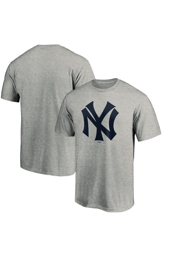 Men's Heathered Gray New York Yankees Cooperstown Collection Huntington Logo T-Shirt