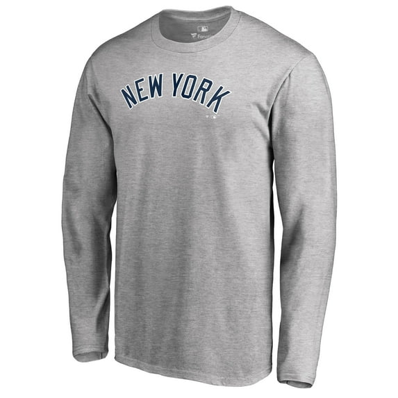 Men's Heathered Gray New York Yankees Team Wordmark Long Sleeve T-Shirt