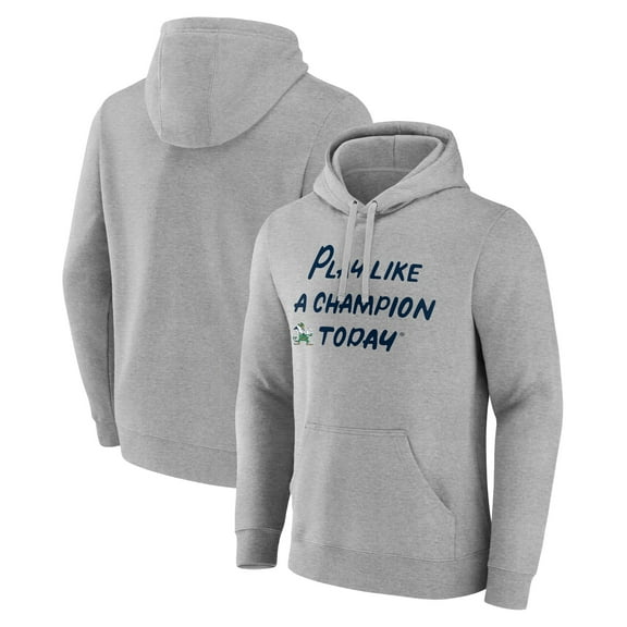 Men's Heathered Gray Notre Dame Fighting Irish Play Like A Champion Today Leprechaun Pullover Hoodie