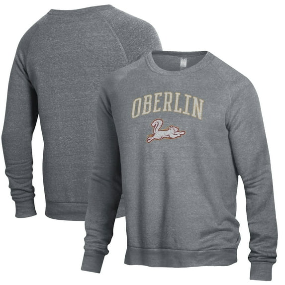 Men's Heathered Gray Oberlin Yeomen The Champ Tri-Blend Pullover Sweatshirt