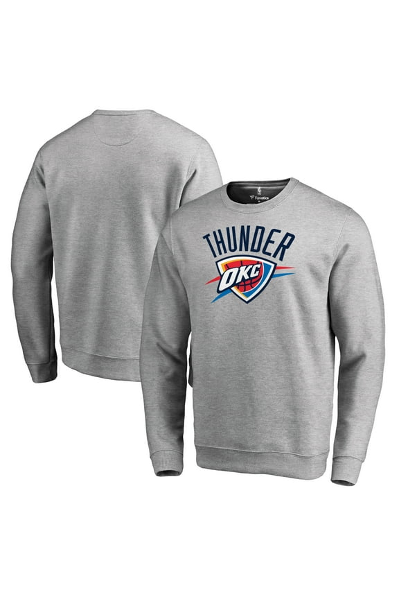 Men's Heathered Gray Oklahoma City Thunder Primary Logo Sweatshirt