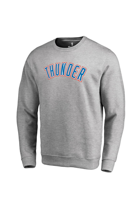 Men's Heathered Gray Oklahoma City Thunder Wordmark Pullover Sweatshirt