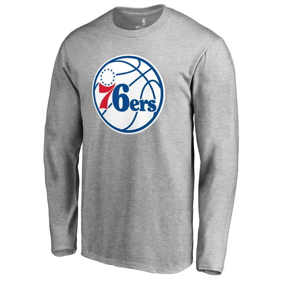 Men's Heathered Gray Philadelphia 76ers Primary Logo II Long Sleeve T-Shirt
