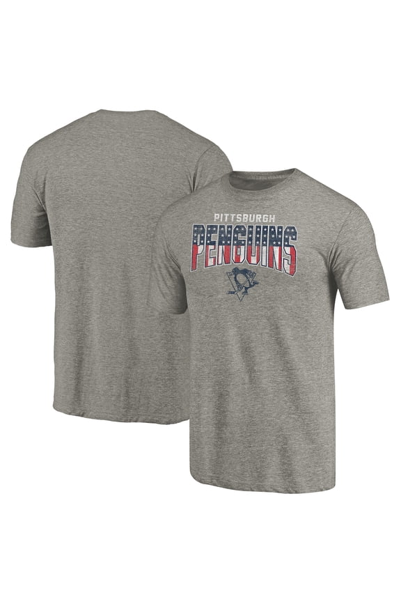 Men's Heathered Gray Pittsburgh Penguins Freedom Tri-Blend T-Shirt