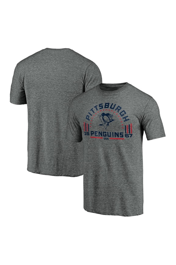 Men's Heathered Gray Pittsburgh Penguins Team Freedom Tri-Blend T-Shirt