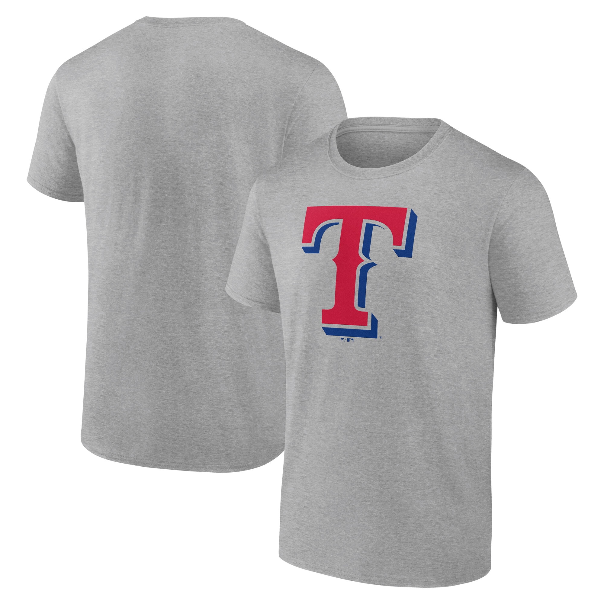 MLB Men's Fanatics Heather Gray Texas Rangers Official Logo T-Shirt