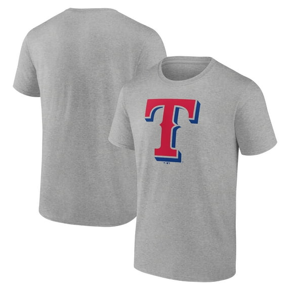 Men's Fanatics Heather Gray Texas Rangers Official Logo T-Shirt