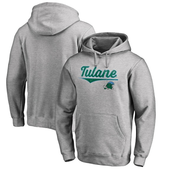 Men's Heathered Gray Tulane Green Wave American Classic Pullover Hoodie