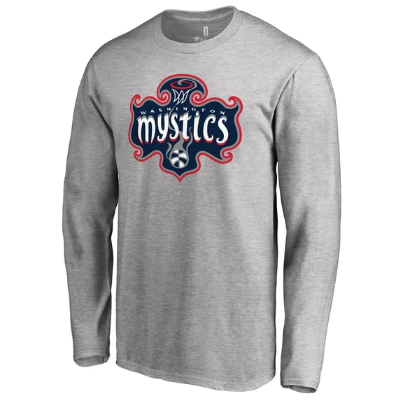 Men's Heathered Gray Washington Mystics Primary Logo Long Sleeve T-Shirt