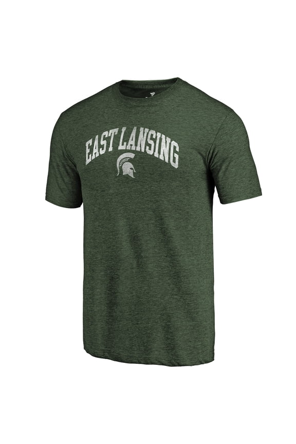 Men's Heathered Green Michigan State Spartans Hometown Arched City Tri-Blend T-Shirt