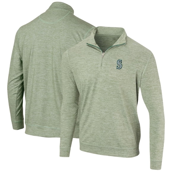 Men's Heathered Green Seattle Mariners Peached Marled Yarn Quarter-Zip Pullover Jacket