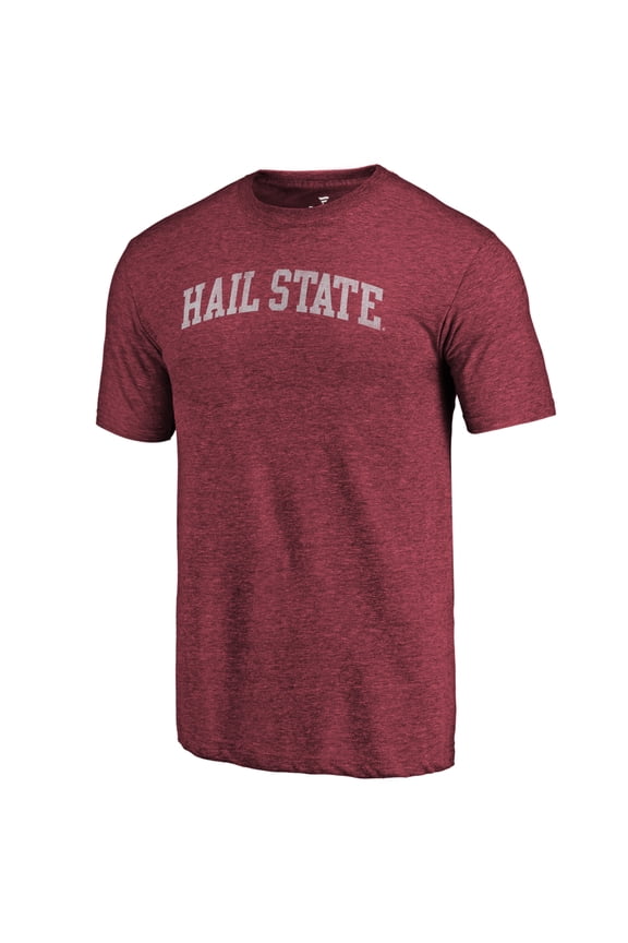 Men's Heathered Maroon Mississippi State Bulldogs Arched Battle Cry Tri-Blend T-Shirt