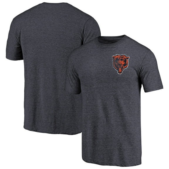 Men's Heathered Navy Chicago Bears Primary Logo Left Chest Distressed Tri-Blend T-Shirt
