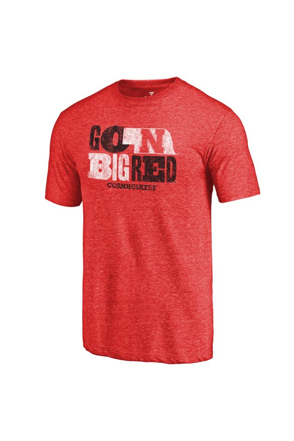 Men's Heathered Scarlet Nebraska Huskers Hometown Collection Tri-Blend T-Shirt