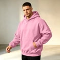 thumbnail image 1 of Men's Heavy Blend Drawcord Hooded Sweatshirt fall winter Casual Long Sleeves Hooded Sweatshirt with Kangaroo Pockets Pink S, 1 of 6