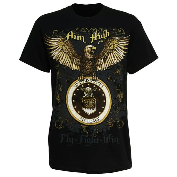 Men's Heavy Cotton United States Air Force T-Shirt in Black, Size 2XL