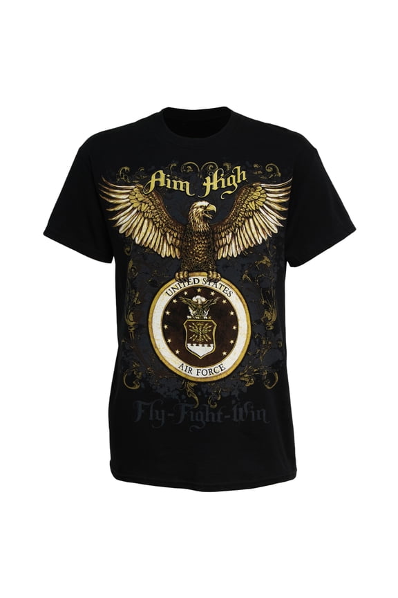 Men's Heavy Cotton United States Air Force T-Shirt in Black, Size 2XL