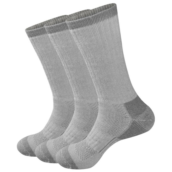 Men's Heavy Cushion Wool Blend Hiking Outdoor Crew Socks with Moisture Wicking