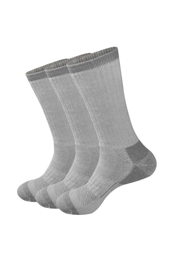 Men's Heavy Cushion Wool Blend Hiking Outdoor Crew Socks with Moisture Wicking