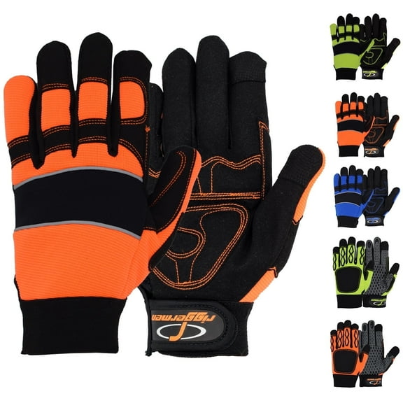Riggermen Men’s Heavy Duty Mechanic Work Gloves Touchscreen Multiuse Orange, XL