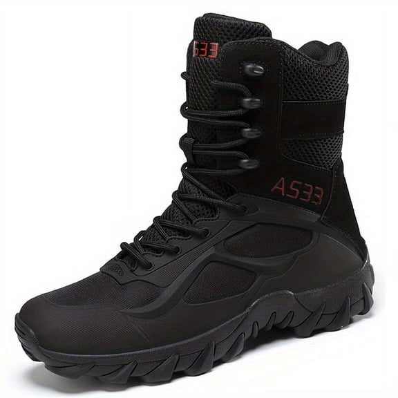 Men's Heavy-Duty Tactical Hiking Boots, All-Terrain Shock-Absorbing Outdoor Boots with Lace-Up Ankle, Non-Slip Rubber Sole & Ergonomic Design, All-Weather Durable for Camping and Trekking