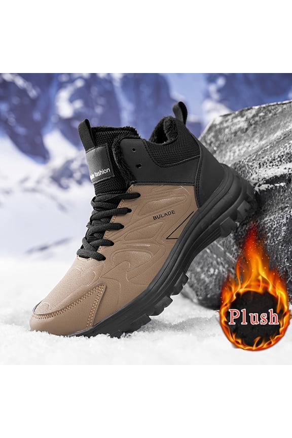 Men's Heavy-Duty Winter Boots with Thick PU Upper & MD Sole - High-Top Snow Boots for, Outdoor, Work, and Casual Wear - Warm Round Toe Boots - All-Terrain Traction on Ice/Snow/Dirt